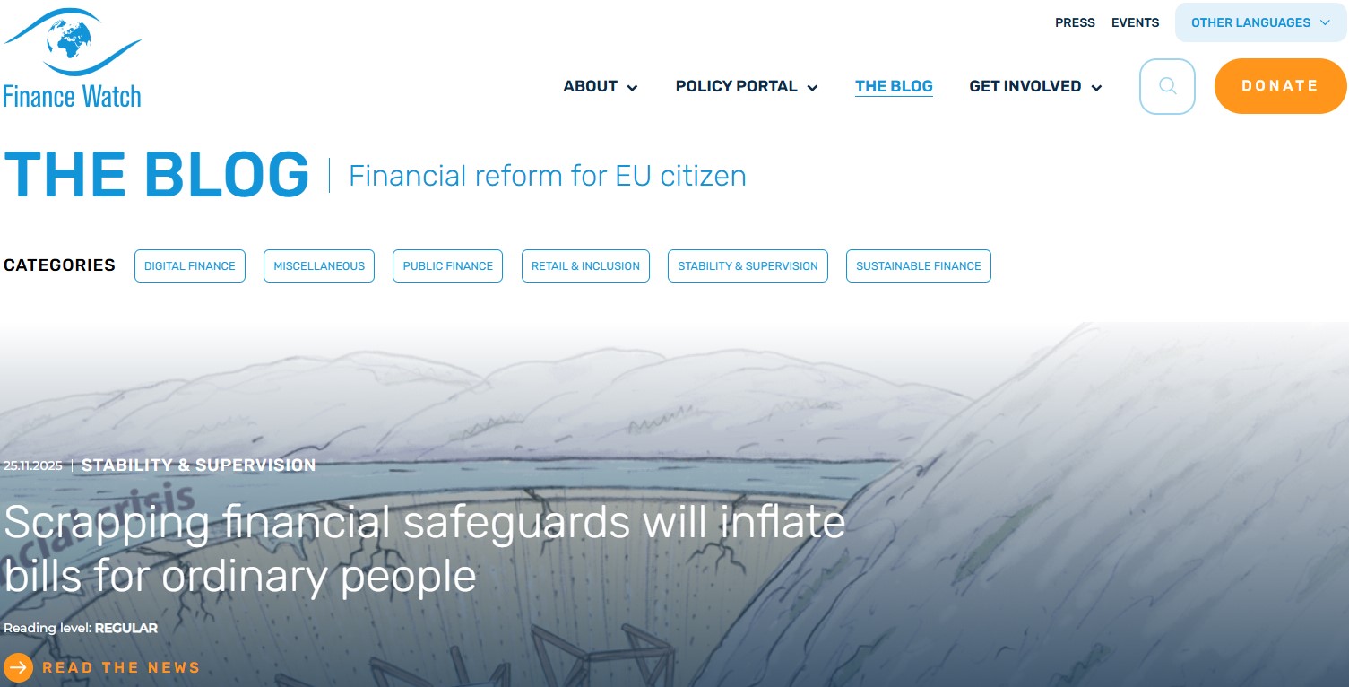 Finance Watch main blog page