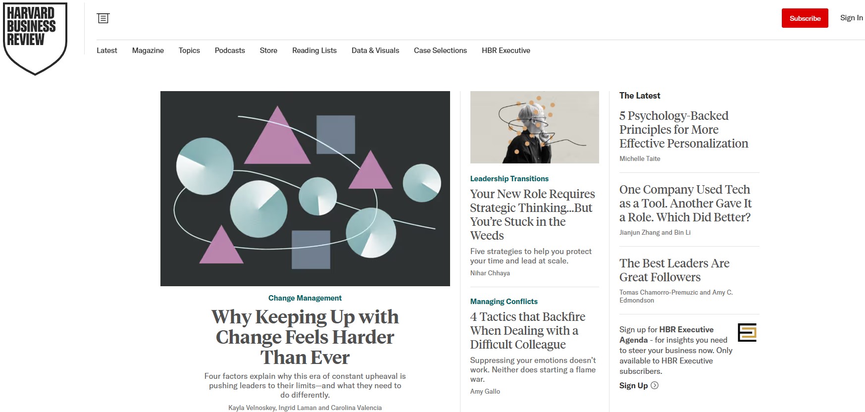 Harvard Business Review blog page