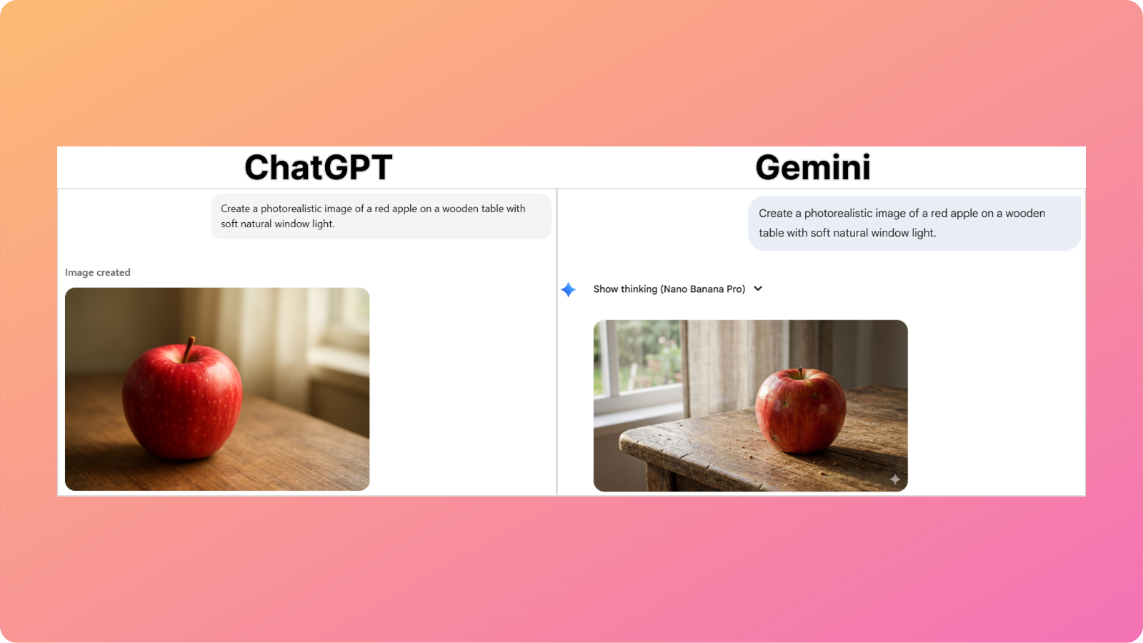 Gemini vs ChatGPT image comparison