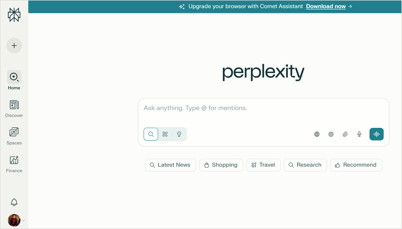 Perplexity AI main interface