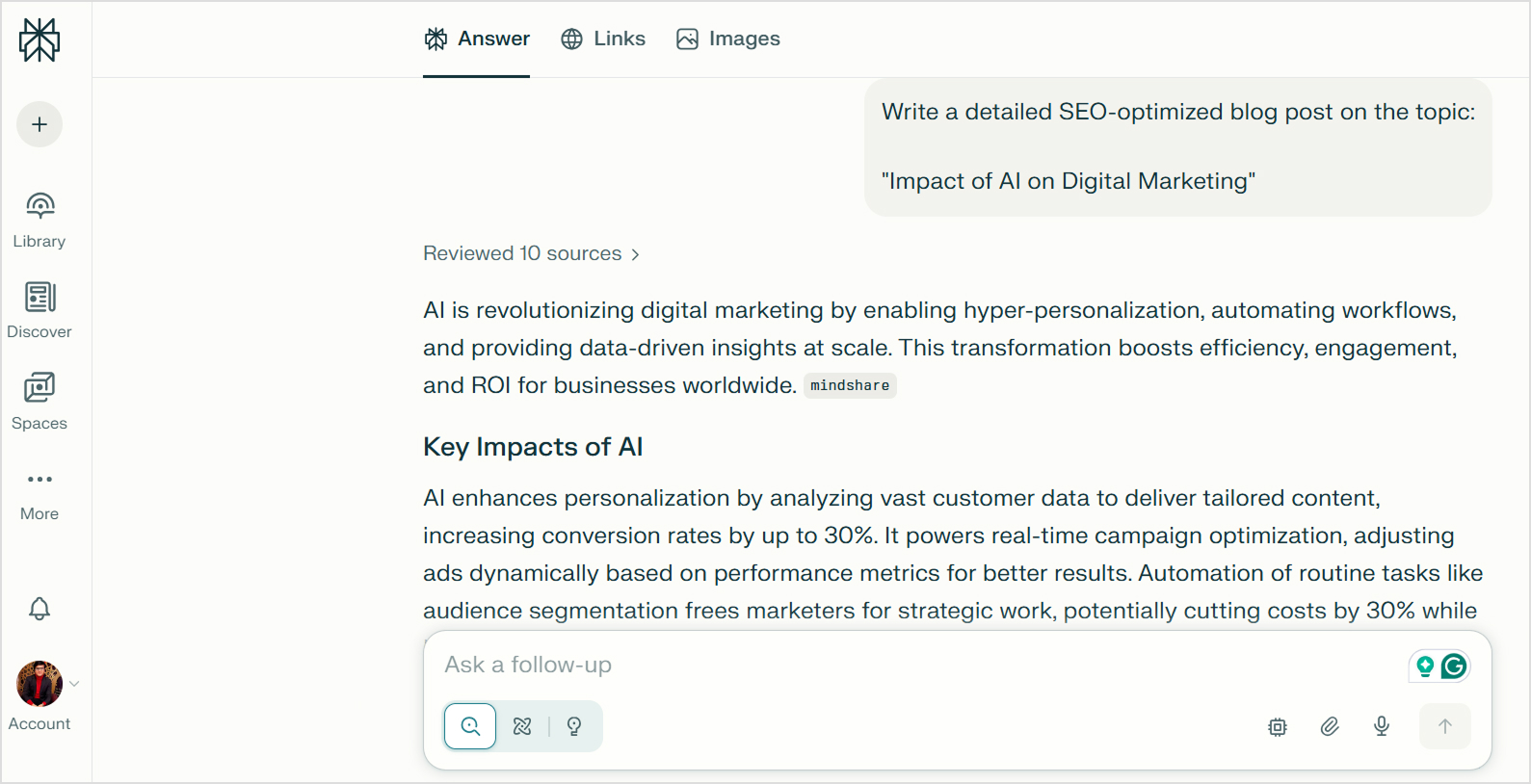 Perplexity AI blog output