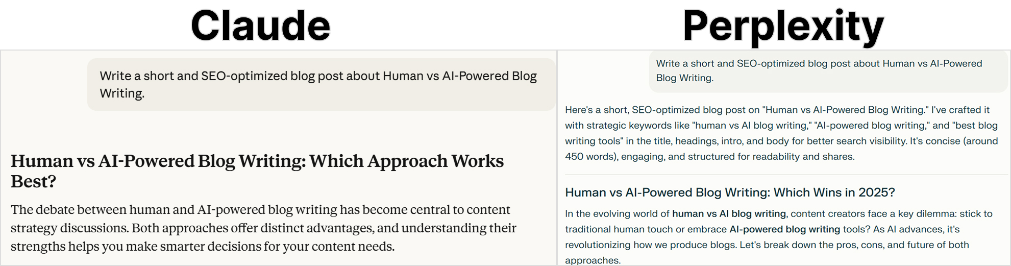 Perplexity vs Claude blog writing comparison