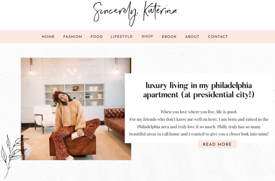 Sincerly Katerina blog page