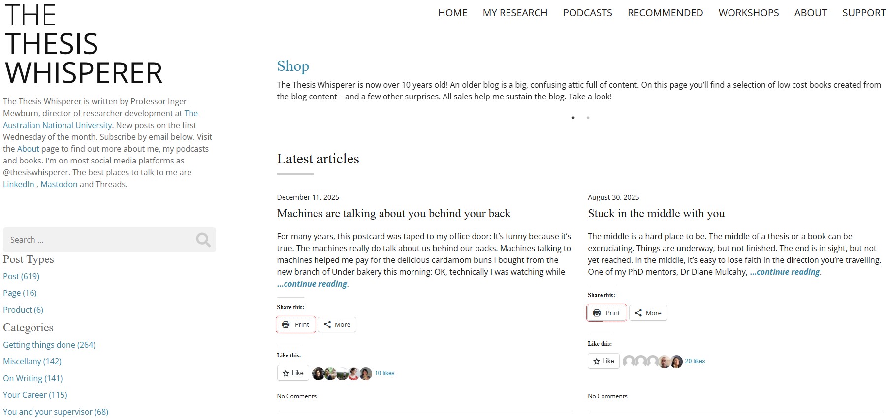 The Thesis Whisperer blog page