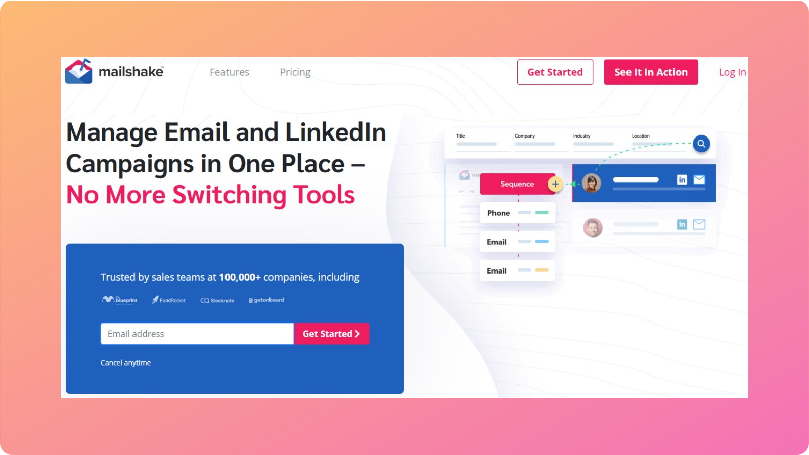 Mailshake main landing page
