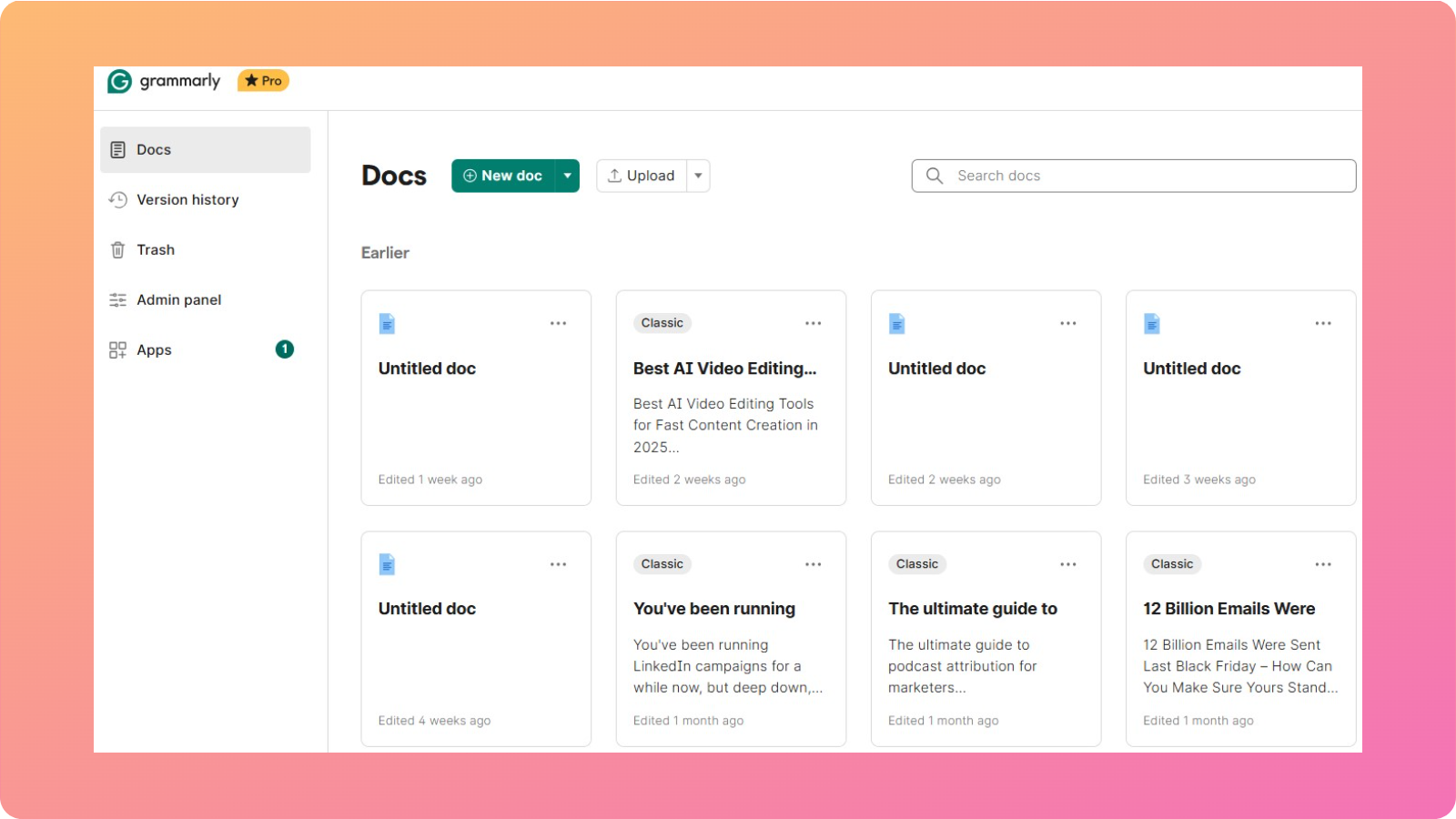 Grammarly main interface