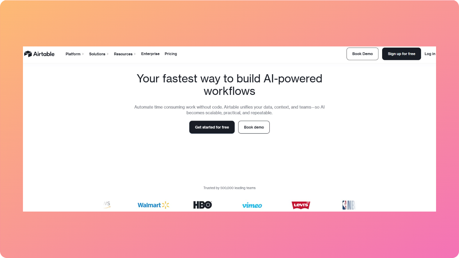 Airtable main landing page