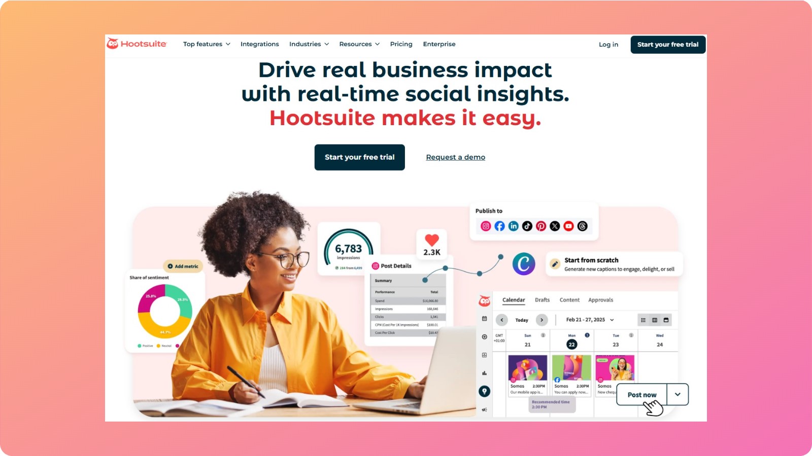 Hootsuite landing page