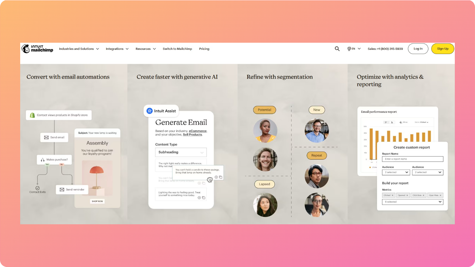 Mailchimp main landing page
