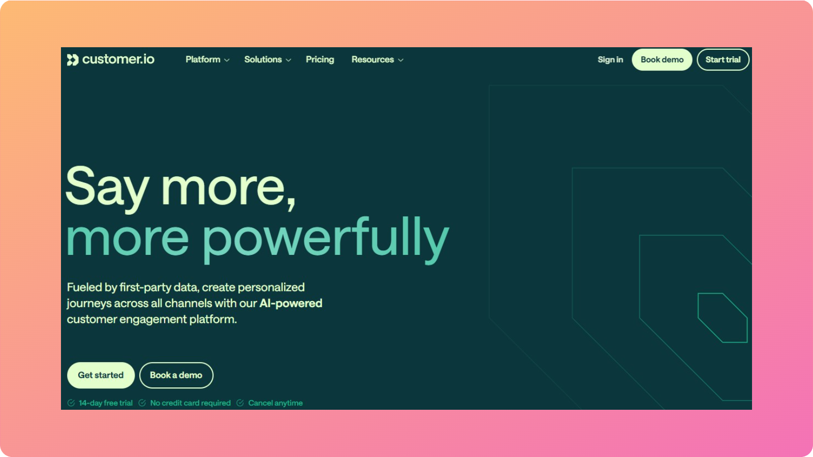Customer.io main landing page