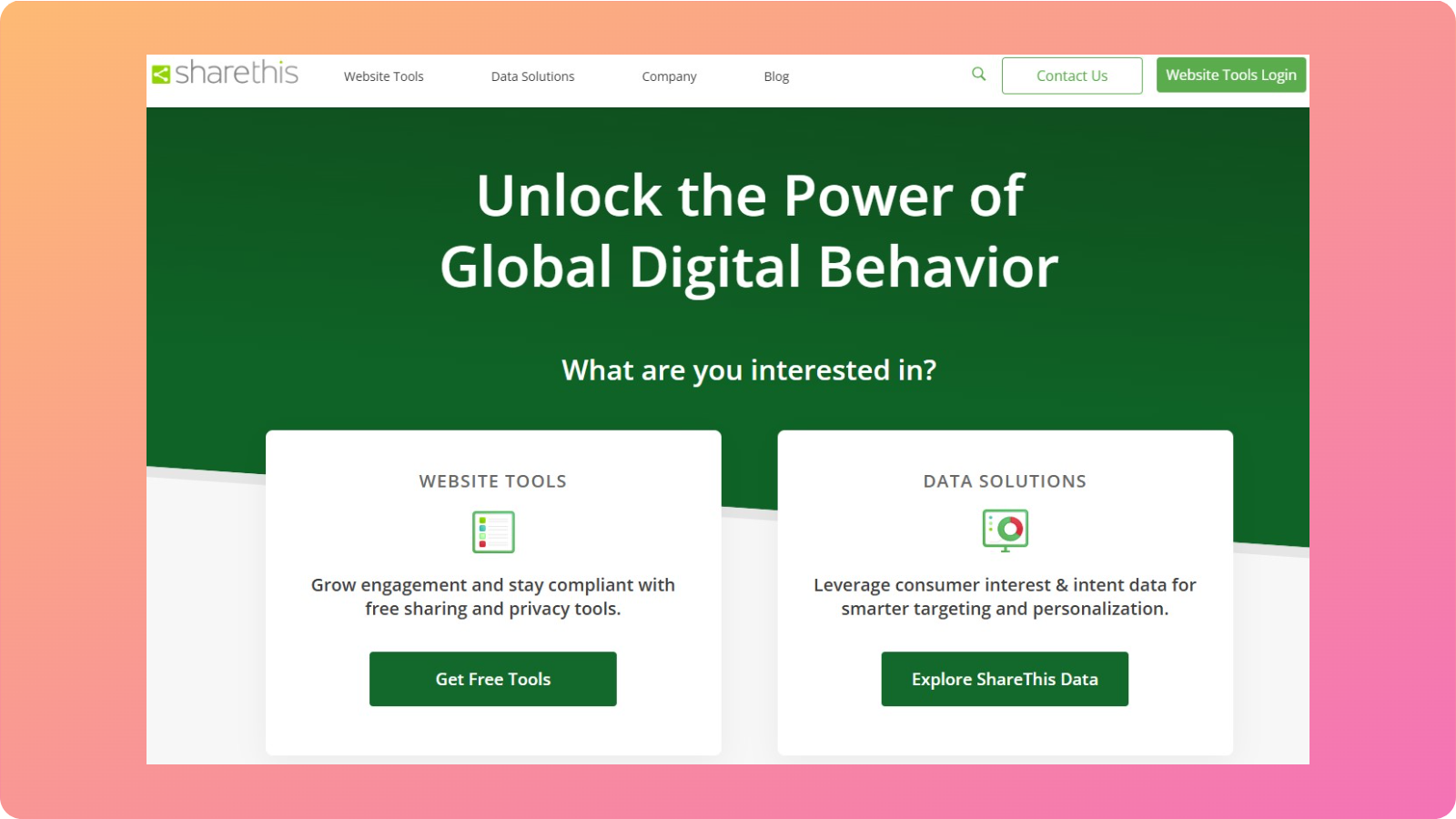 ShareThis main landing page