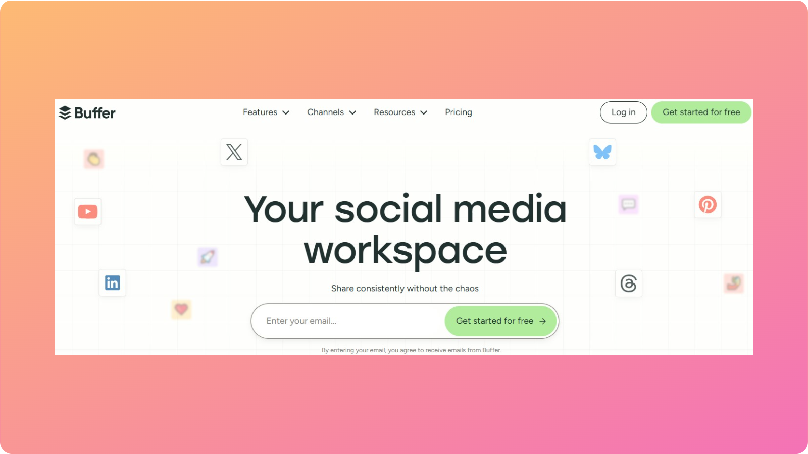 Buffer main landing page