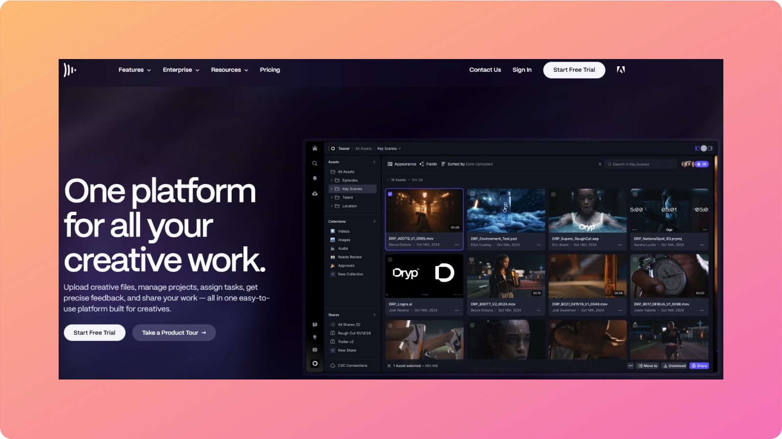 Frame.io main landing page