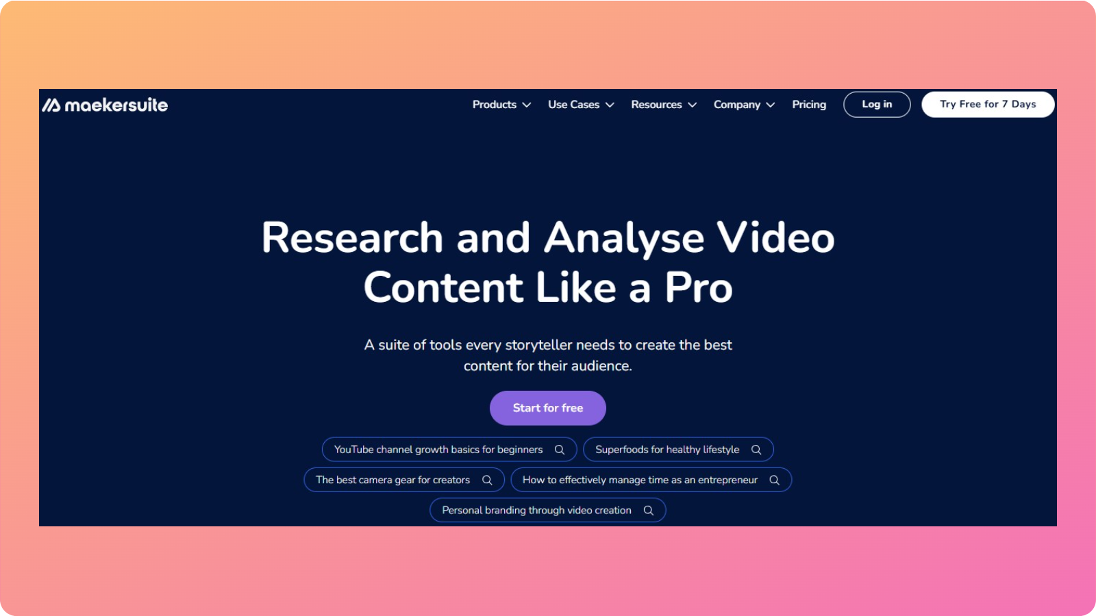 Maekersuite landing page