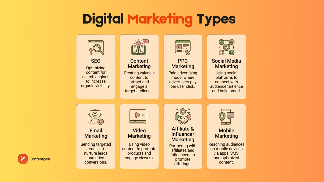 Types of digital marketing - Contentpen.ai