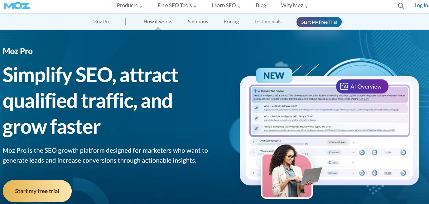 Moz Pro landing page