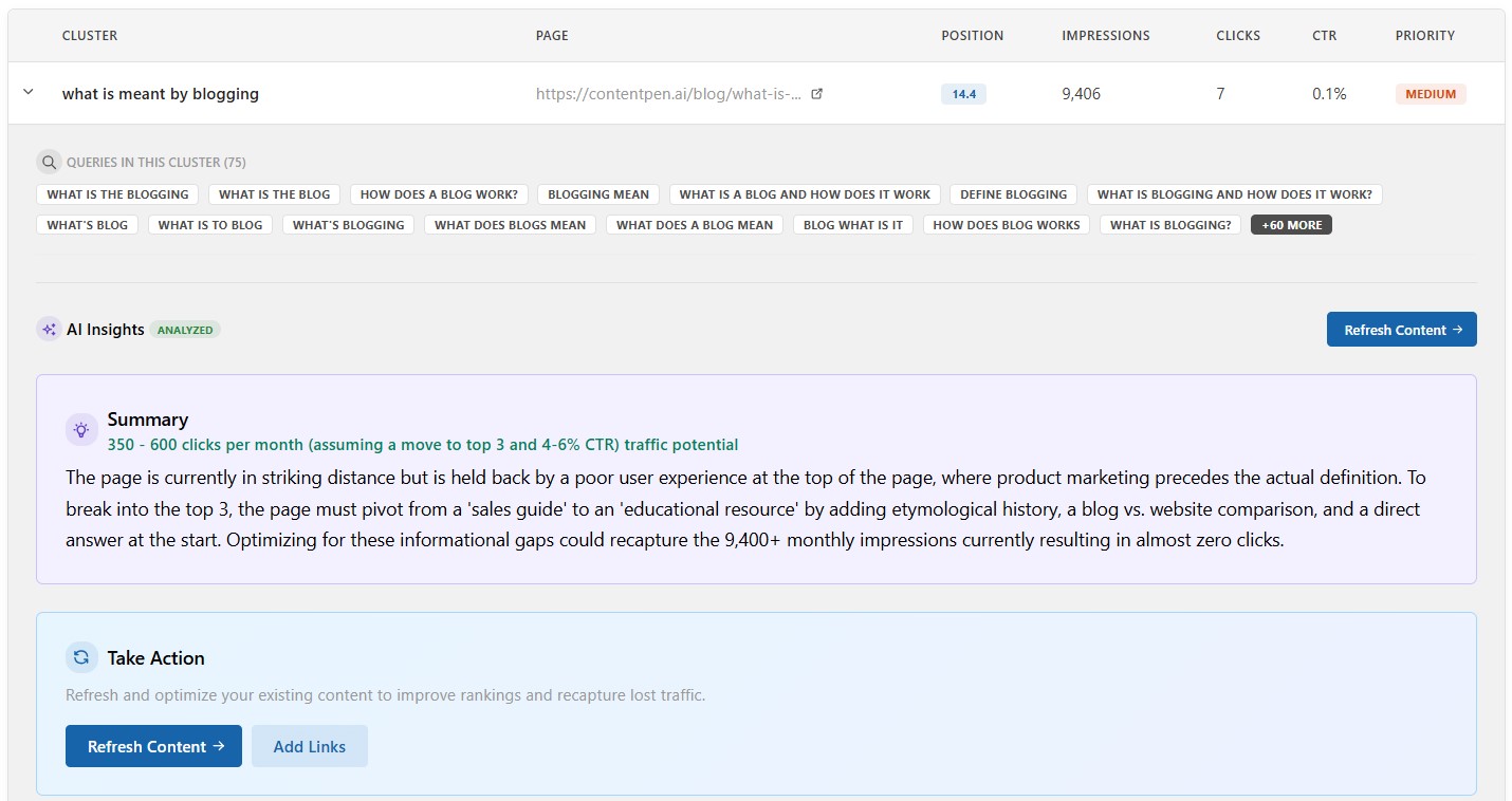 Opportunities page - Contentpen.ai
