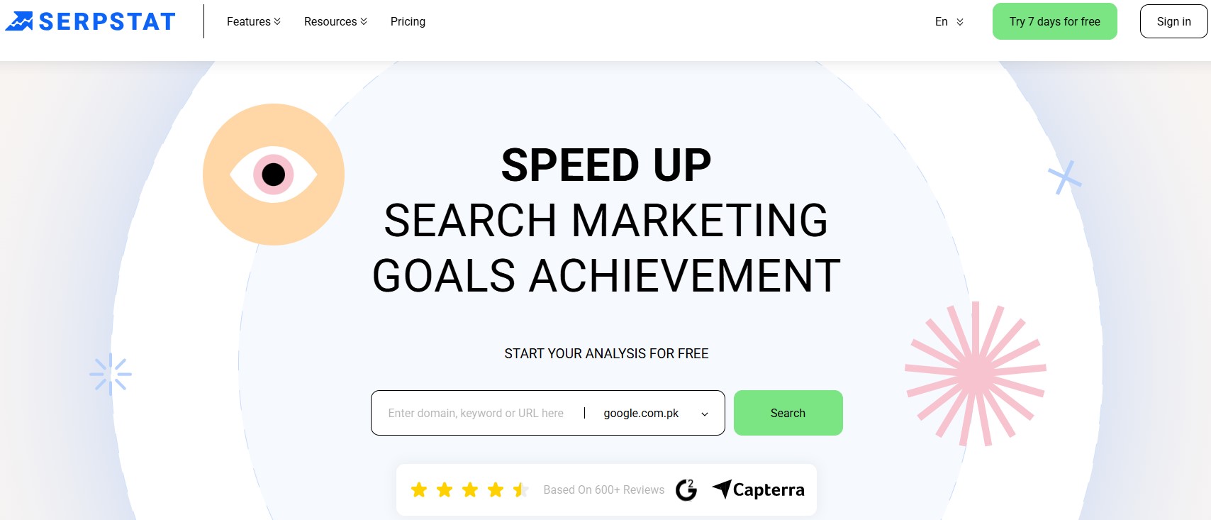Serpstat landing page