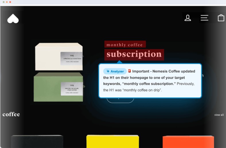 Visualping interface
