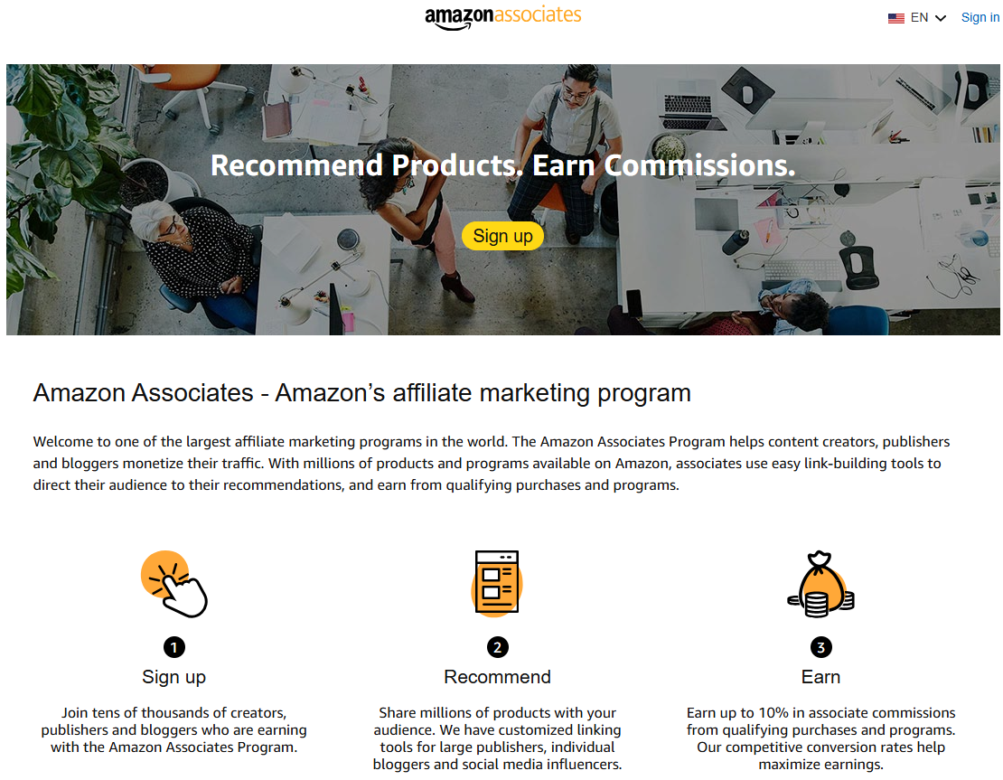 Amazon affiliate program