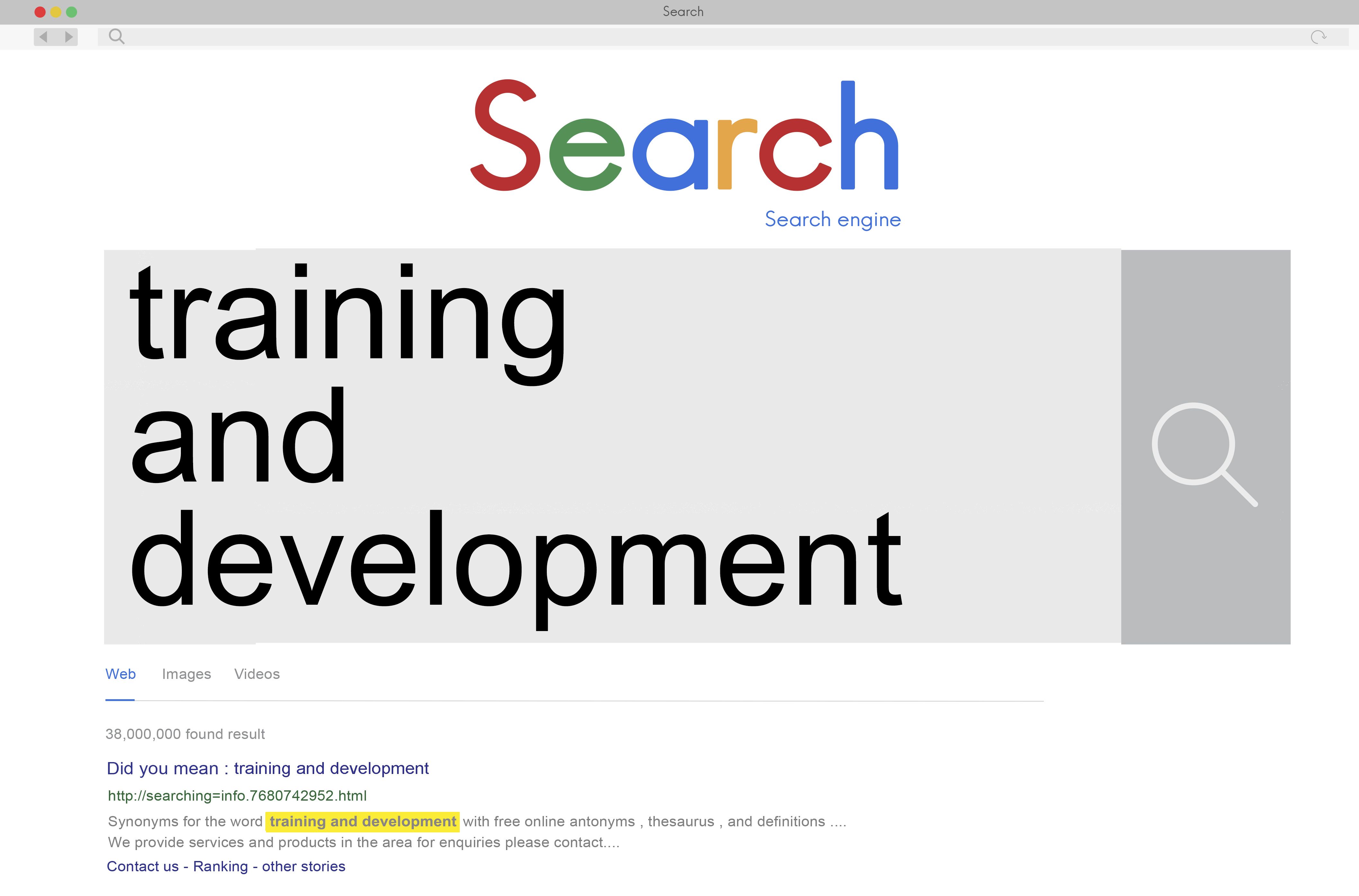 Searching training and development on Google