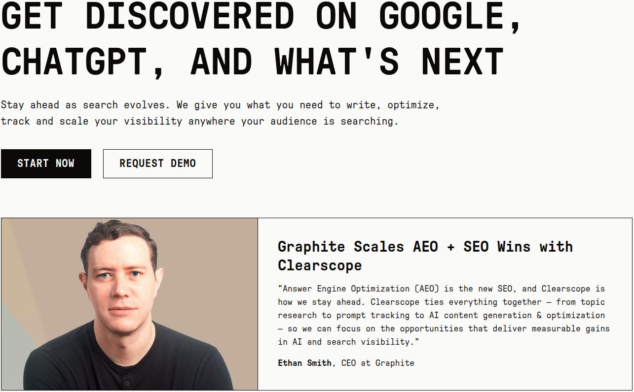 Clearscope landing page