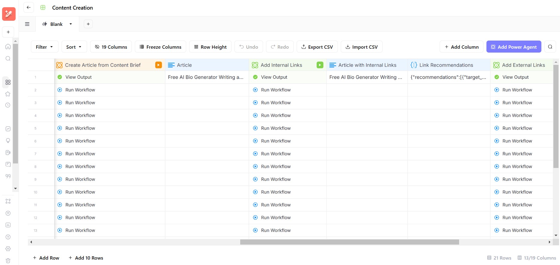 AirOps main workflow interface.
