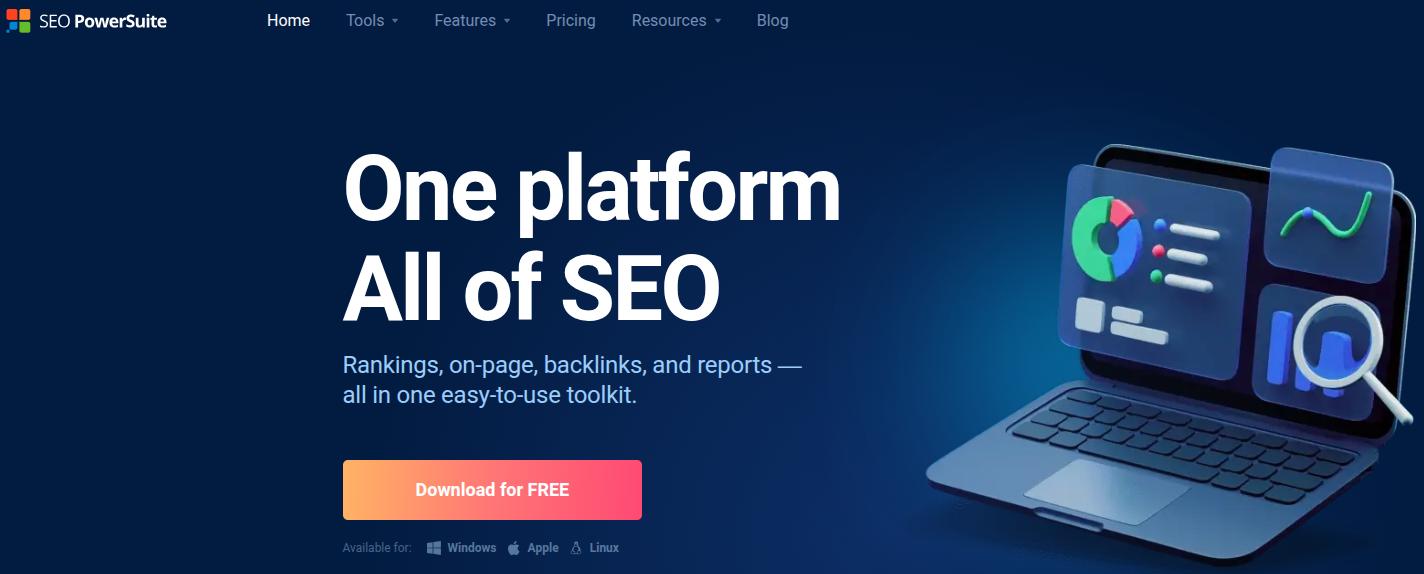 SEO PowerSuite landing page.