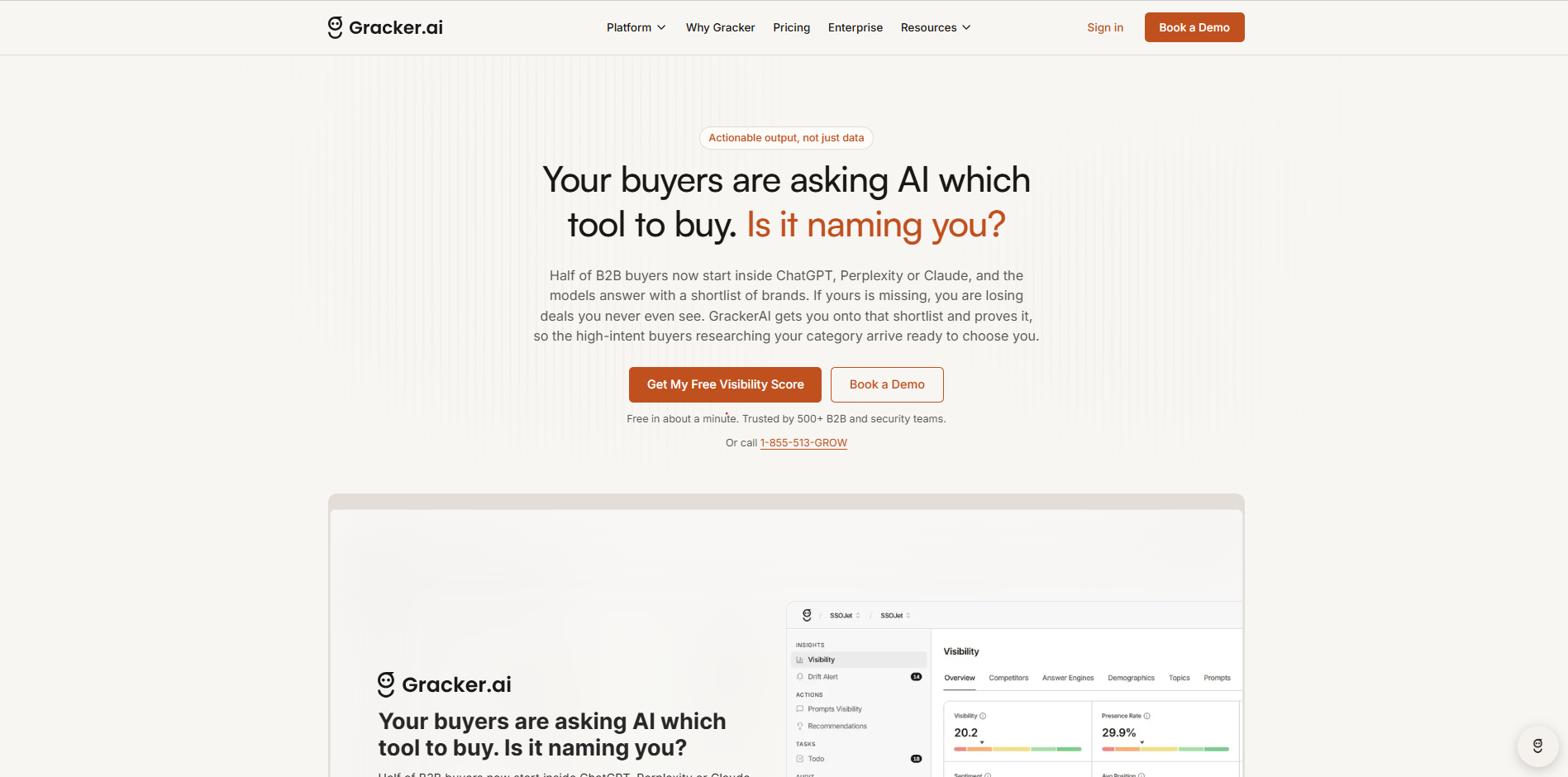 GrackerAI landing page.