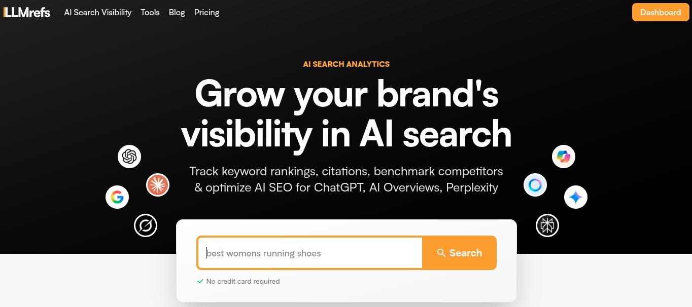 LLMrefs main landing page.