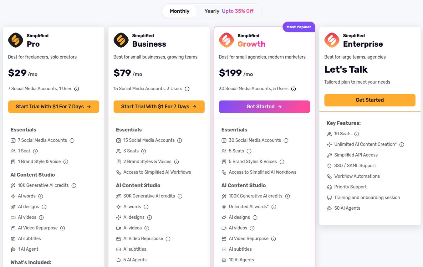 Simplified pricing plans.