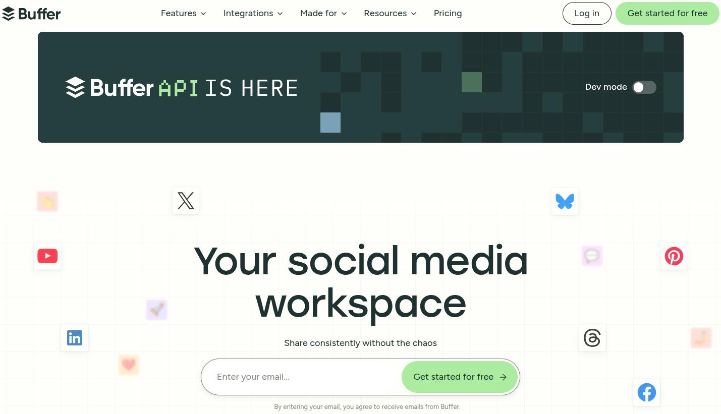 Buffer landing page.