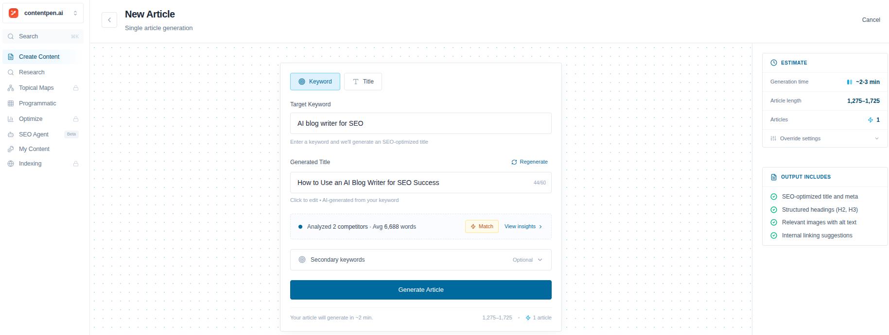 Byword AI main tool interface.