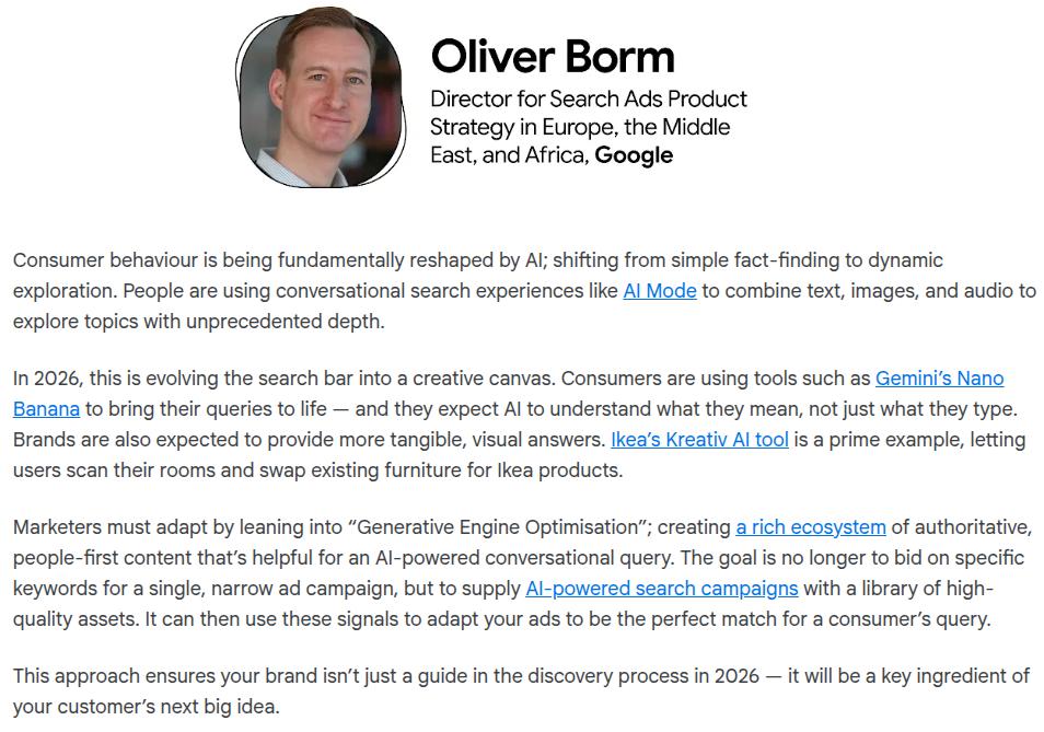 Oliver Borm on digital marketing trends in 2026.