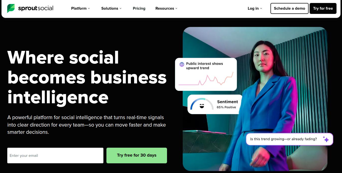 Sprout Social landing page.