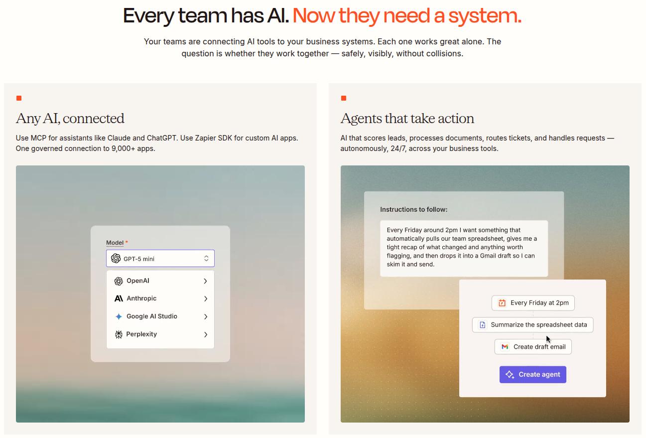 Zapier automation platform landing page.