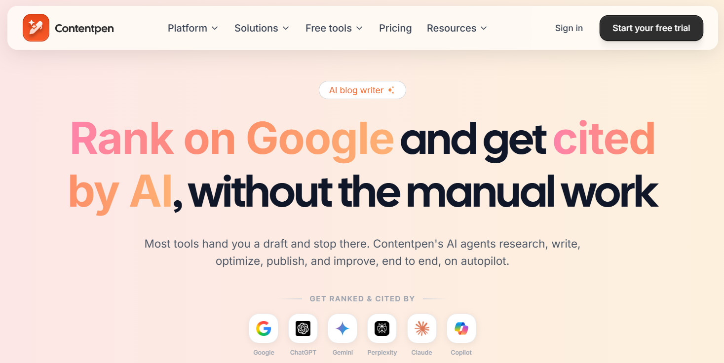 Contentpen landing page.