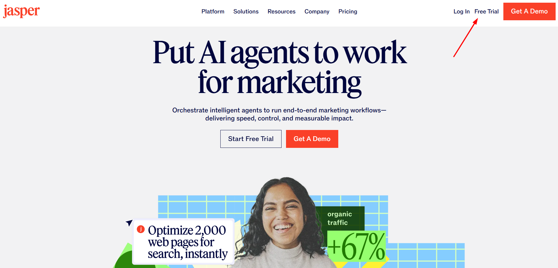 Avail 7-day free trial from Jasper.ai.