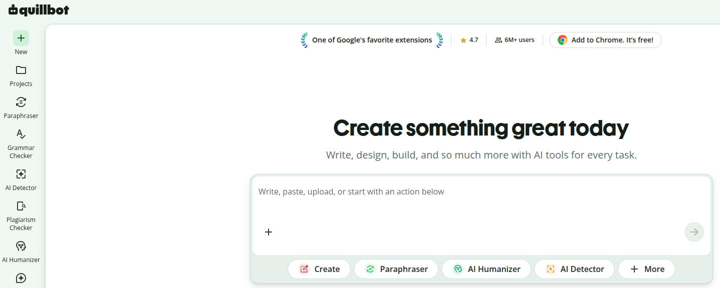 Quillbot landing page.