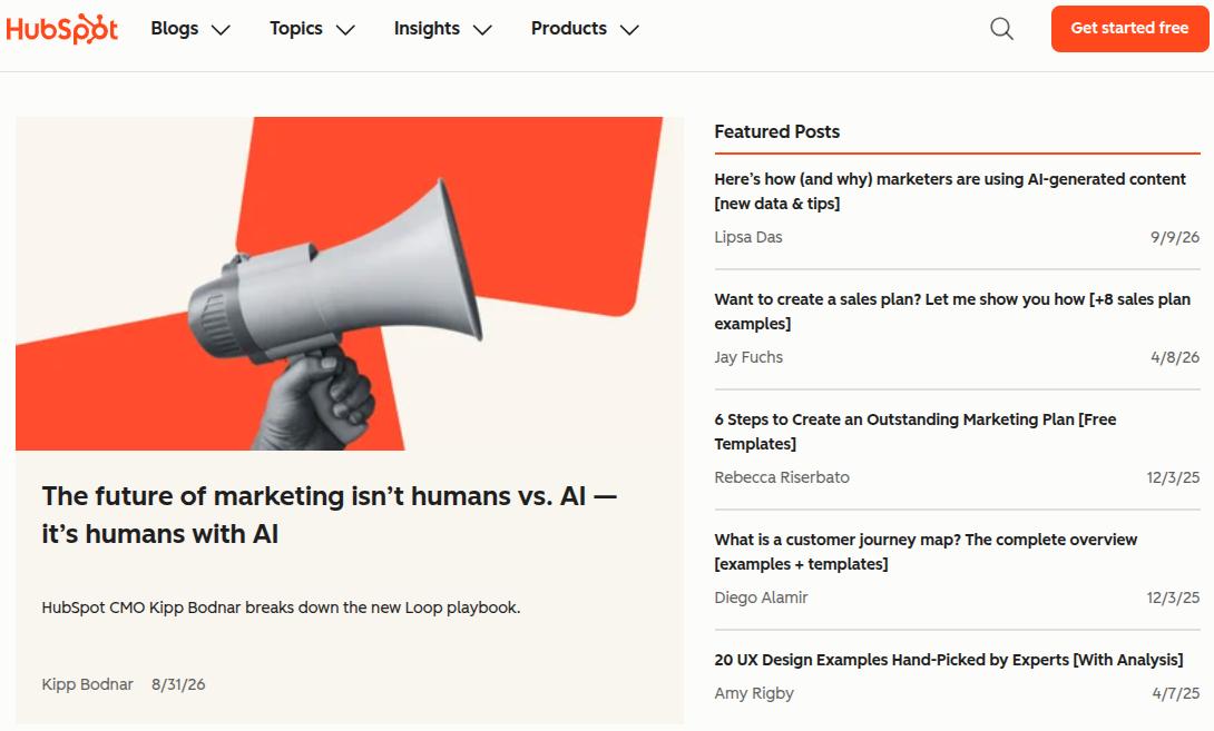 HubSpot blog example.