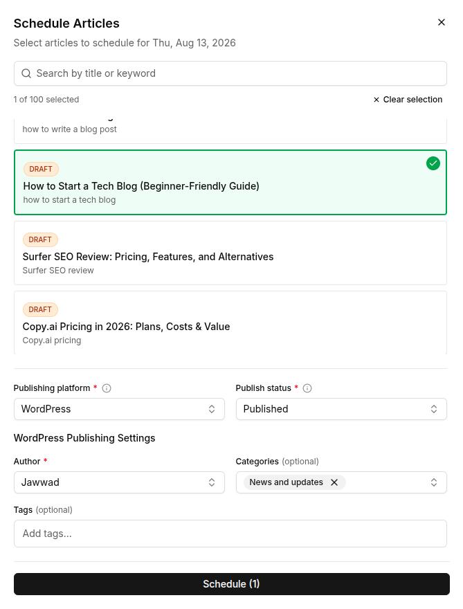 Content scheduling inside Contentpen.ai.