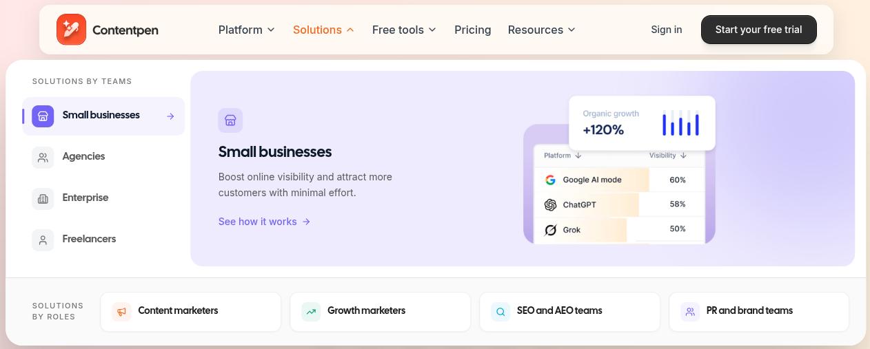 Use case pages for Contentpen.