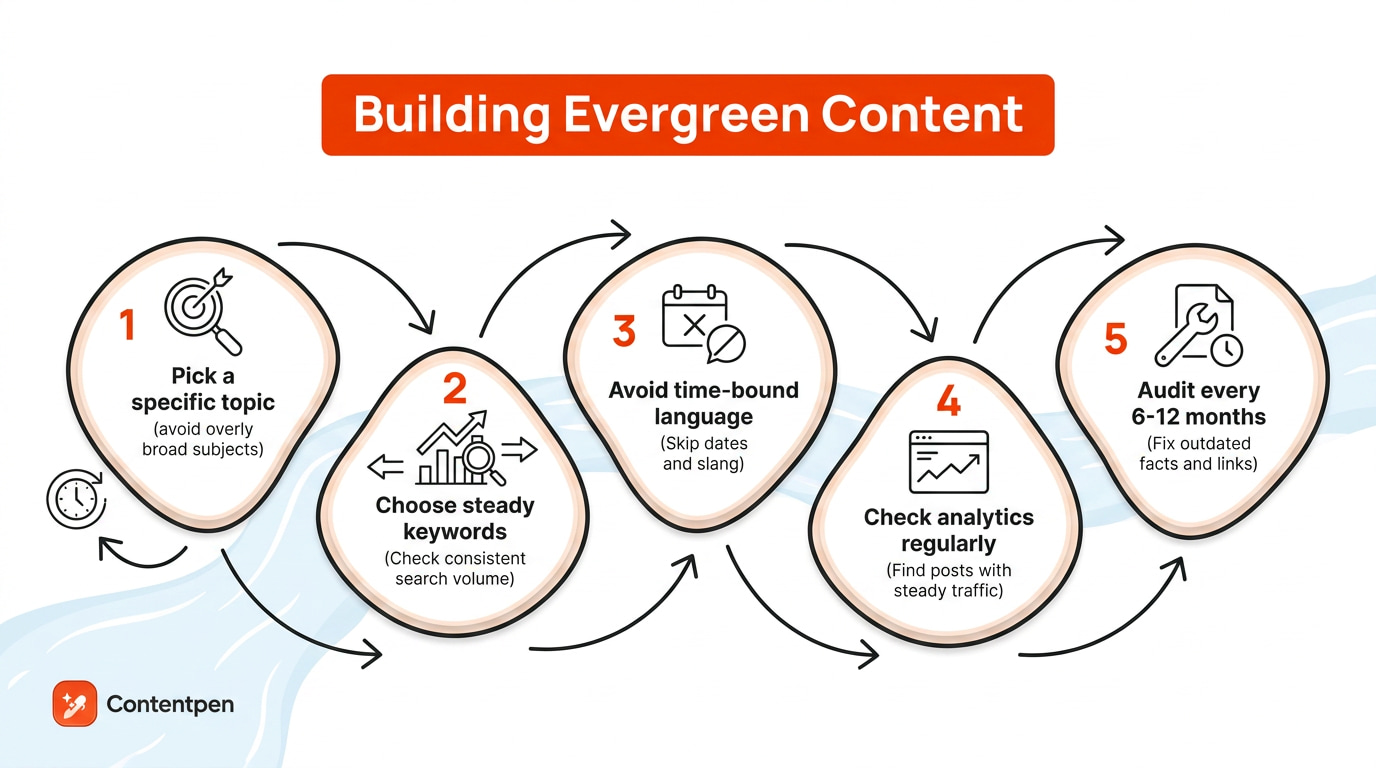 Steps to create evergreen content.