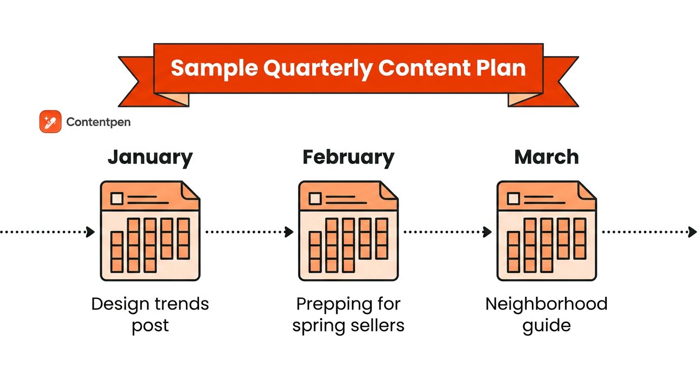 Real estate content calendar example.