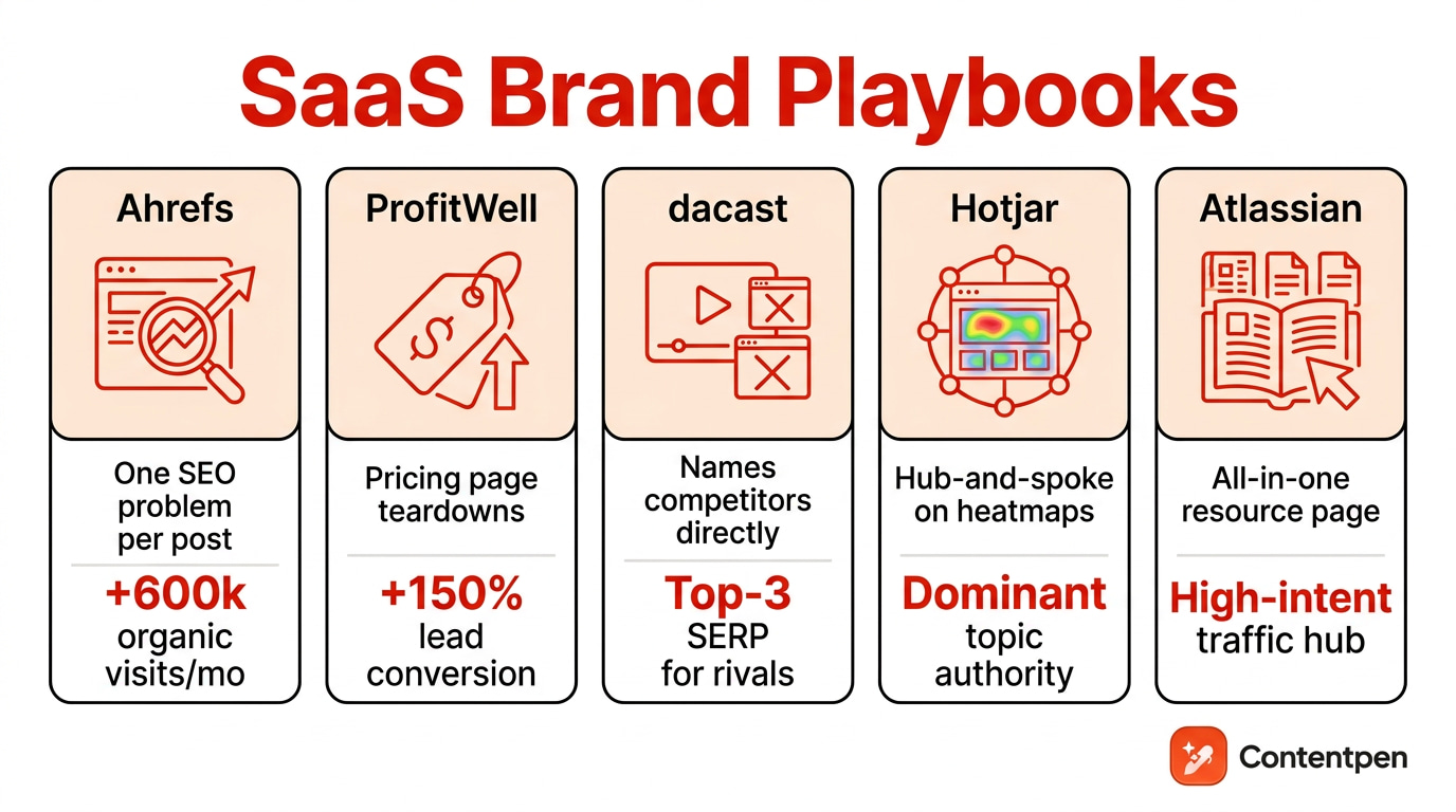 SaaS brand content playbooks comparison.