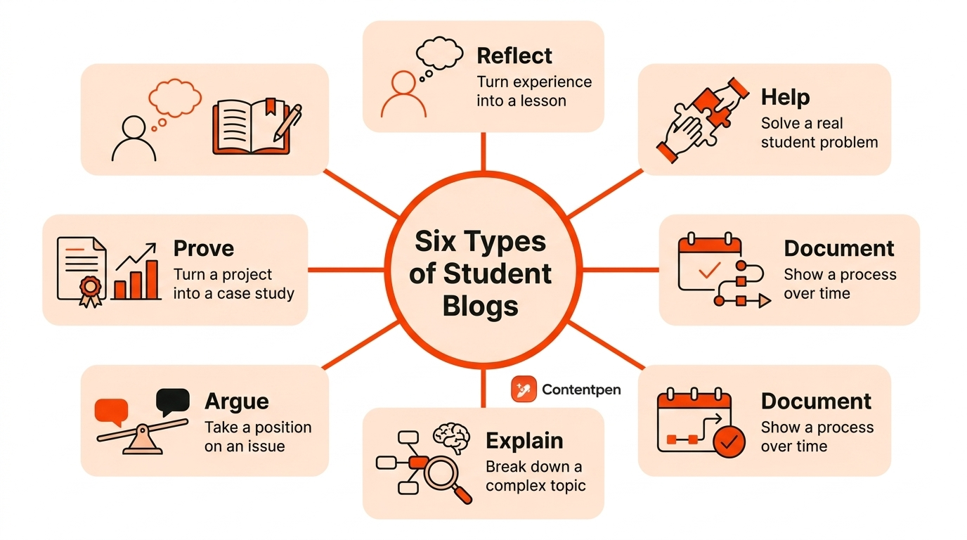 Six types of student blog posts.