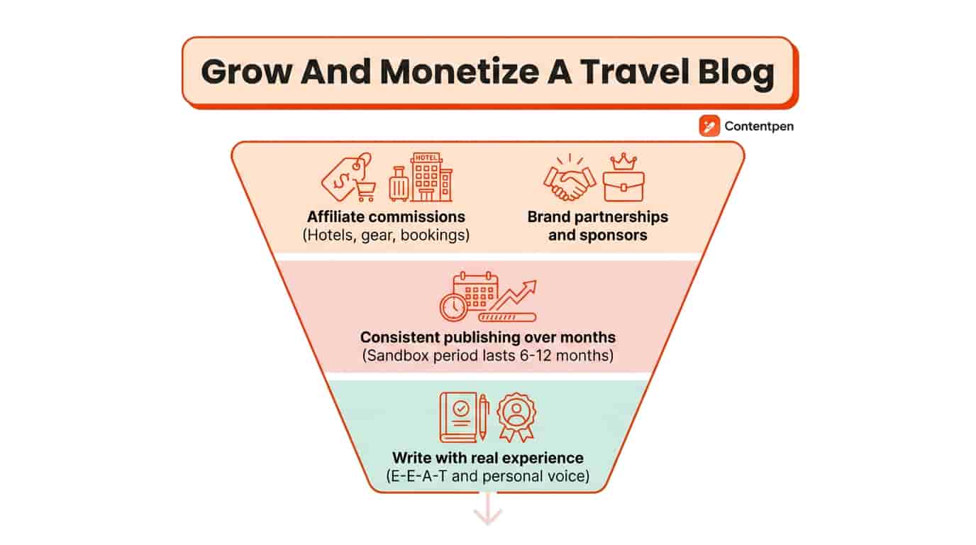 Travel blogger monetization growth.