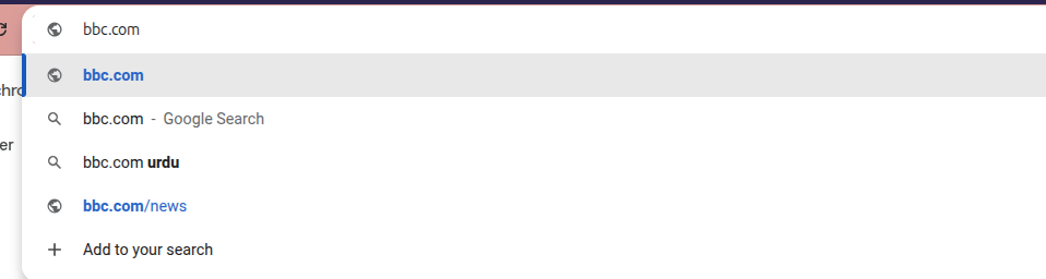 type a url, such as 'bbc.com.'