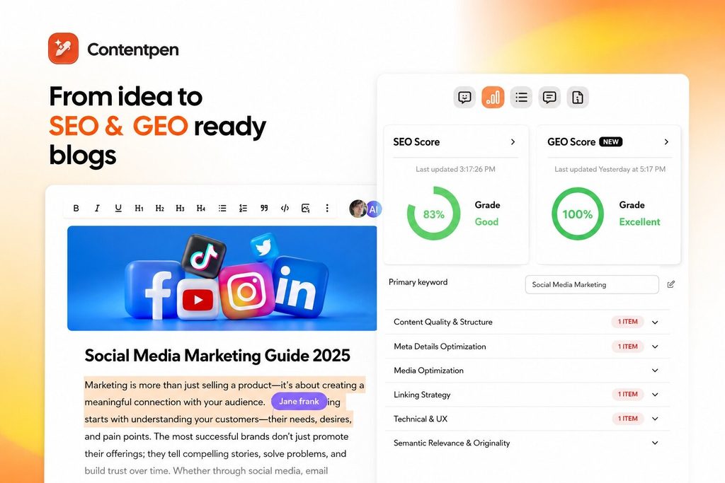 Contentpen for AI- and SEO-optimized blogs.