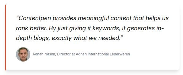 Director of Adnan International Lederwaren explaining how Contentpen automated their content workflow to save time and resources.